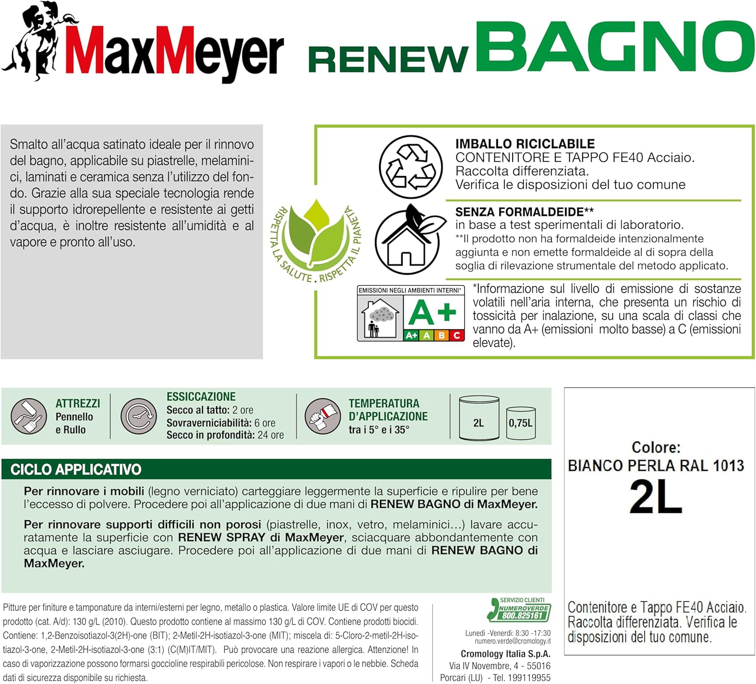 MAXMEYER Renew Bagno R1013 Bianco Perla 2 L - immagine 4