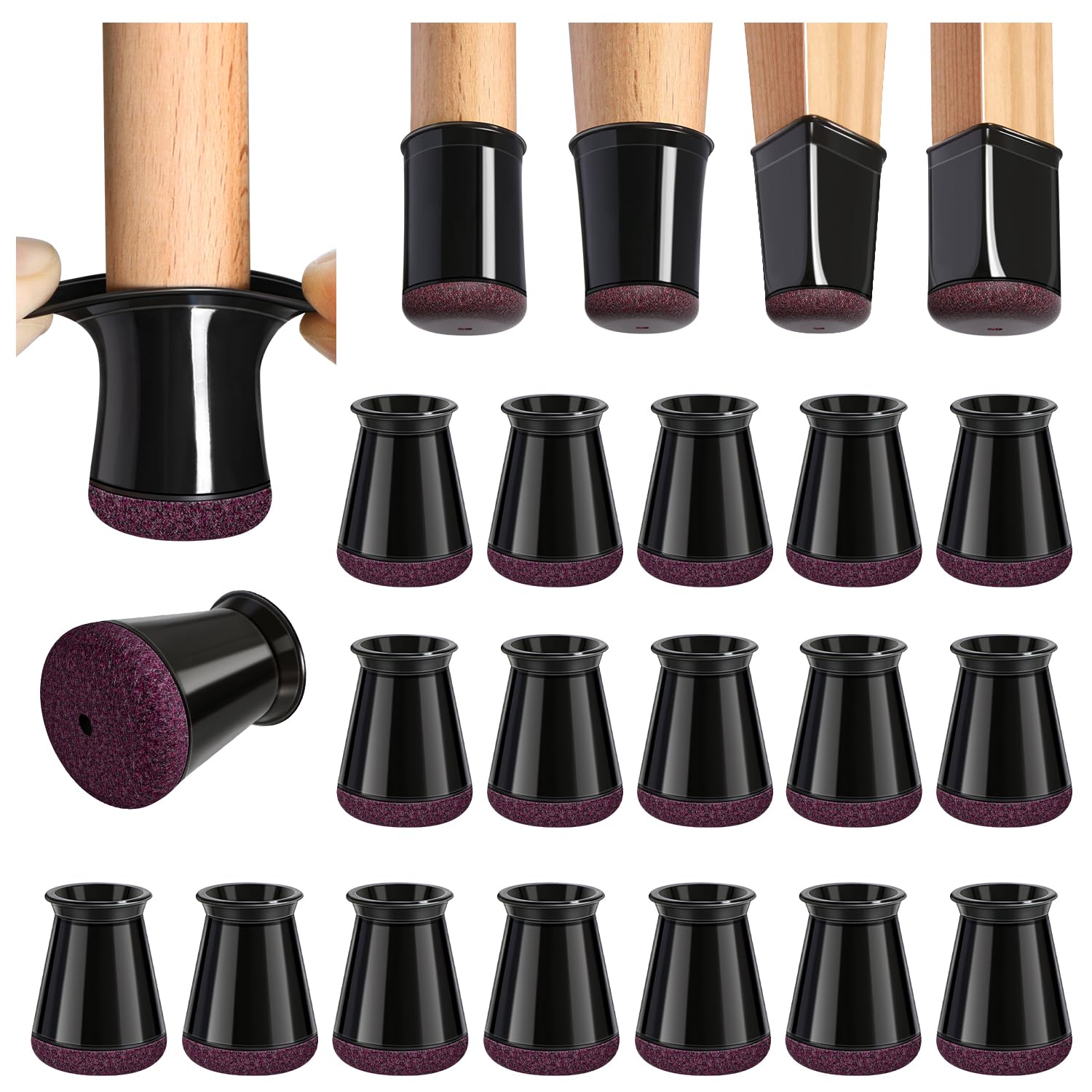 32 Pezzi Rotondi Gommini per Sedie in Silicone, Nero