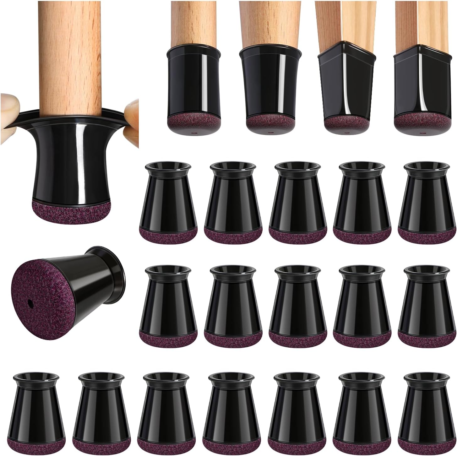 32 Pezzi Rotondi Gommini per Sedie in Silicone, Nero - immagine 1