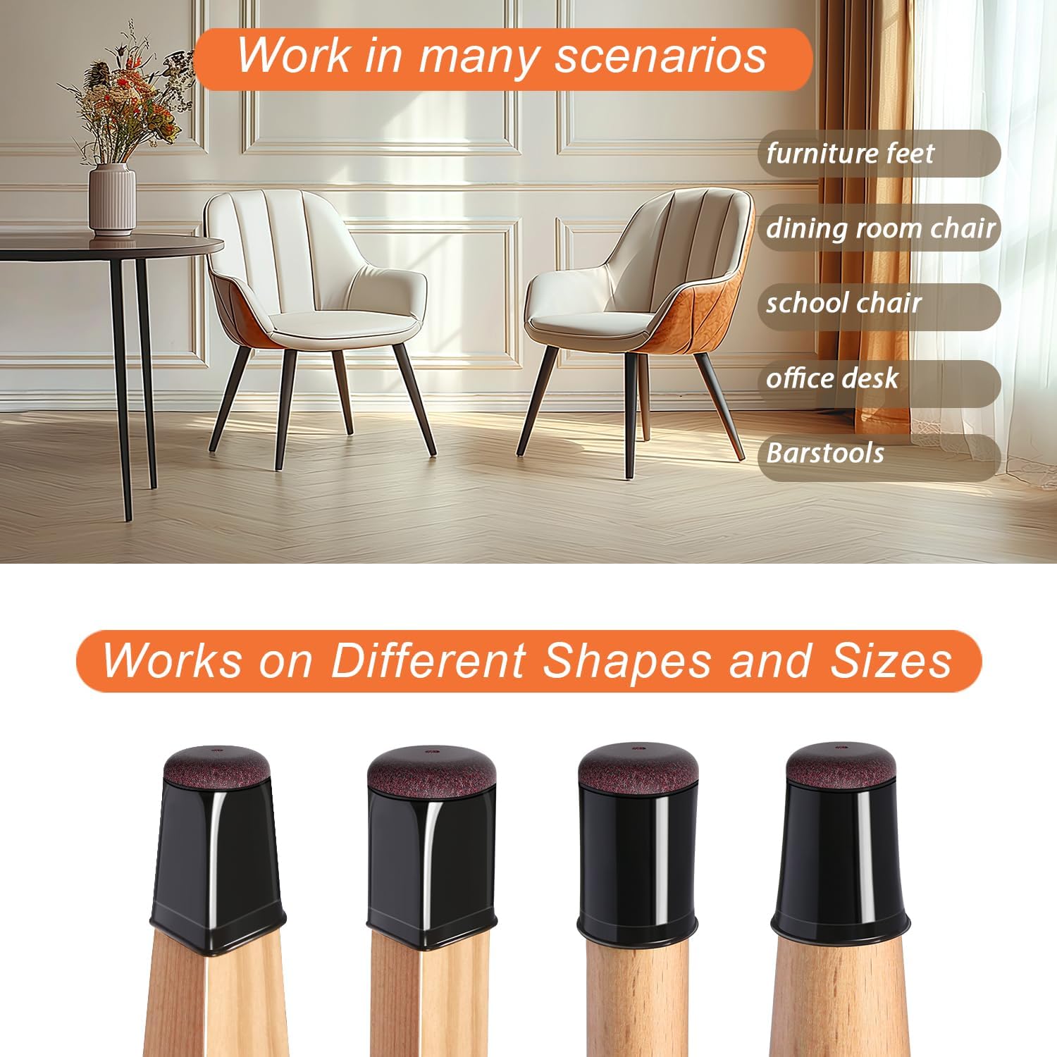 32 Pezzi Rotondi Gommini per Sedie in Silicone, Nero - immagine 4