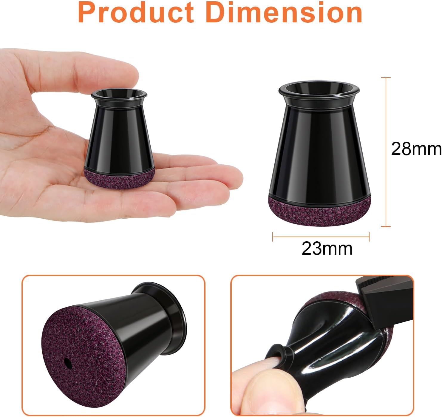 32 Pezzi Rotondi Gommini per Sedie in Silicone, Nero - immagine 5