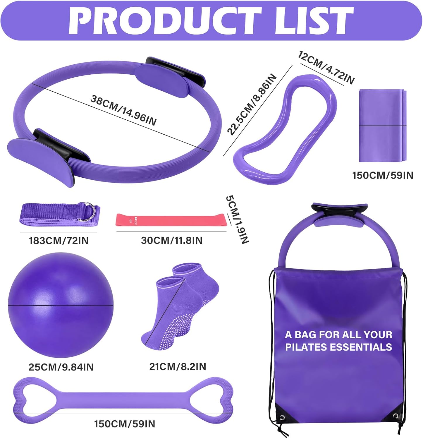 13 Pezzi Pilates Essential Kit - Set Allenamento Completo - immagine 3