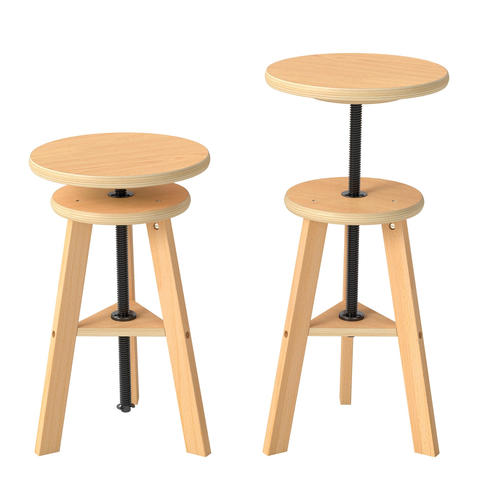 Sgabello da Disegno in Legno di Faggio Girevole