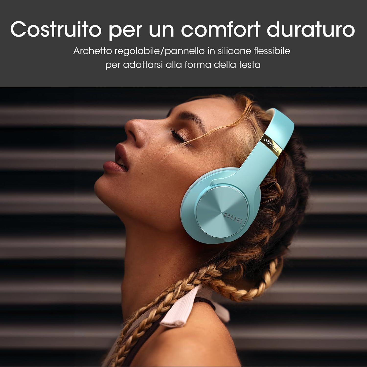 Doqaus Cuffie Wireless Bluetooth 5.3 Over Ear, Blu Cristallo - immagine 6