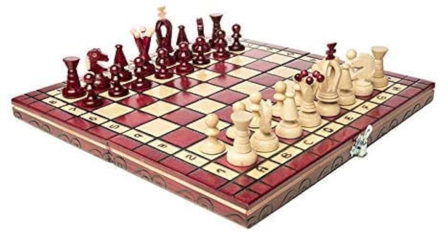 Muba - Set Scacchi in Legno con Pezzi Fatti a Mano, 32cm