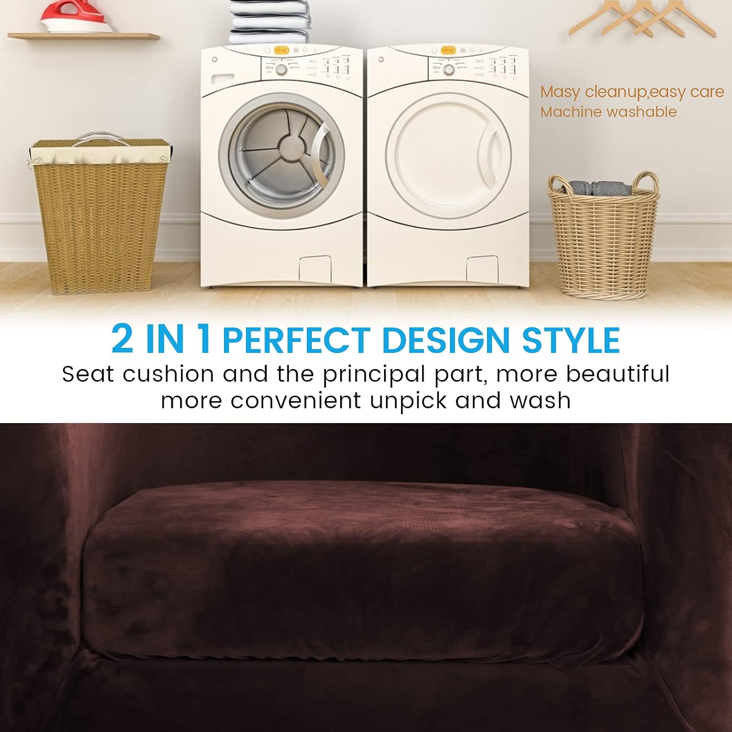 Topchances Copripoltrona Chesterfield 2 Pezzi, Velluto - immagine 5