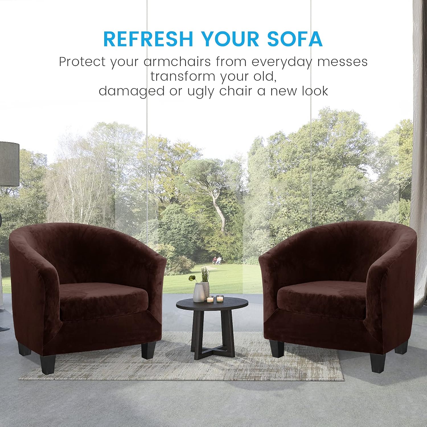 Topchances Copripoltrona Chesterfield 2 Pezzi, Velluto - immagine 7