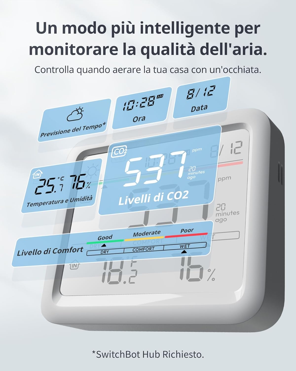 Switchbot Rilevatore CO2 Bluetooth con Termometro - immagine 3