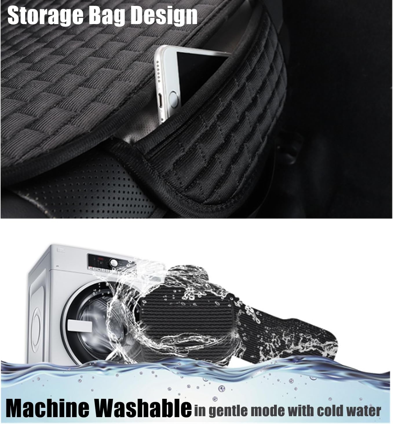 Coprisedile Auto Anteriore 2 Pezzi, Nero - immagine 6