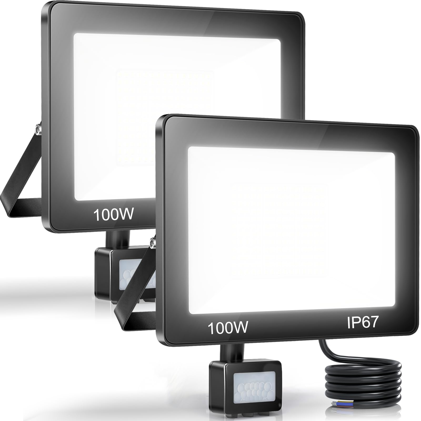 Yiqibro Faretto LED Esterno con Sensore di Movimento 100W (2 pz)