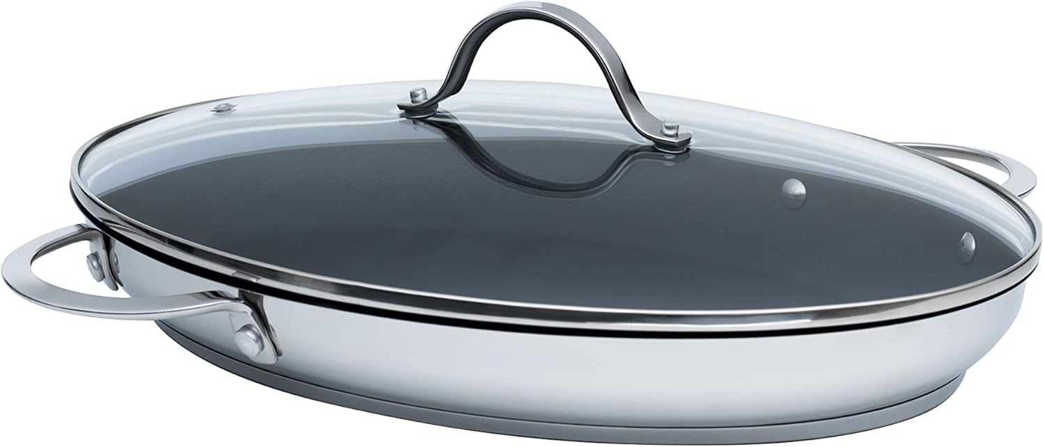 Kelomat, 3540-383, padella per pesce con coperchio; perfetta; 38 x 26 cm