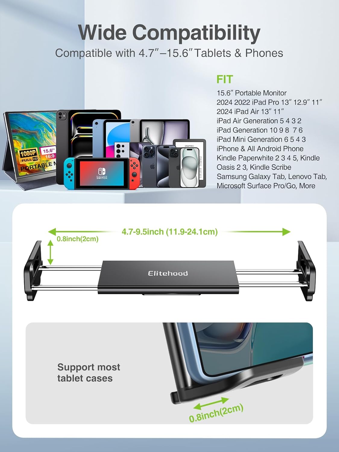 Elitehood Supporto Treppiede Metallo per iPad e Tablet 72'' - immagine 2
