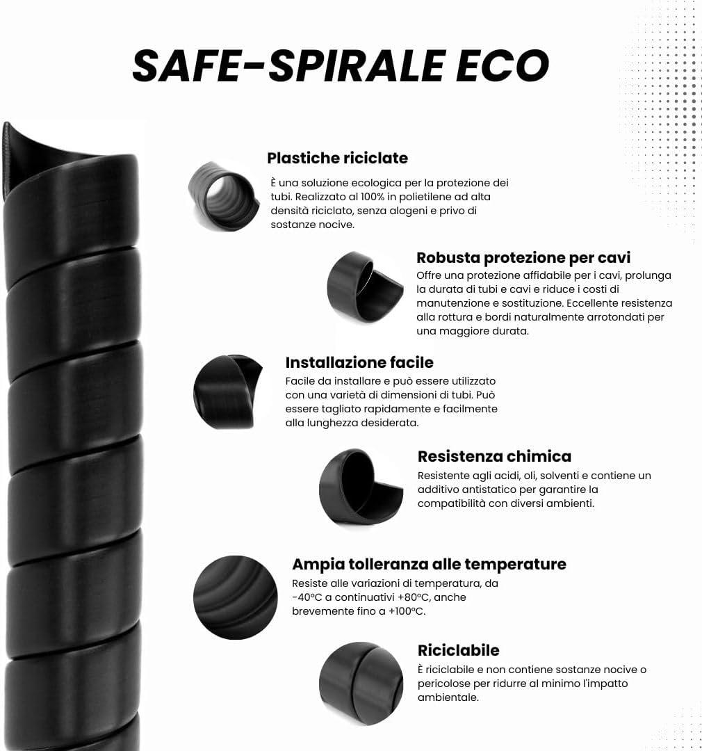 Safeplast ECO Safe-Spirale Protezione Tubi Ø 40mm 3m, Nero - immagine 3