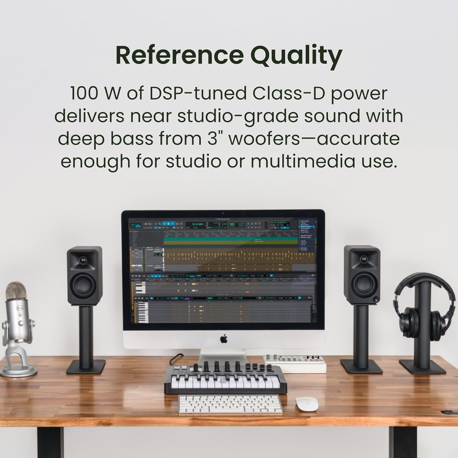 Kanto ORA 100W Powered Bi-amp Reference Desktop Computer Speakers w/Bluetooth 5.0 & USB-C | 100 Hz Crossover | Reference Quality Sound | Pair | Purple - immagine 5