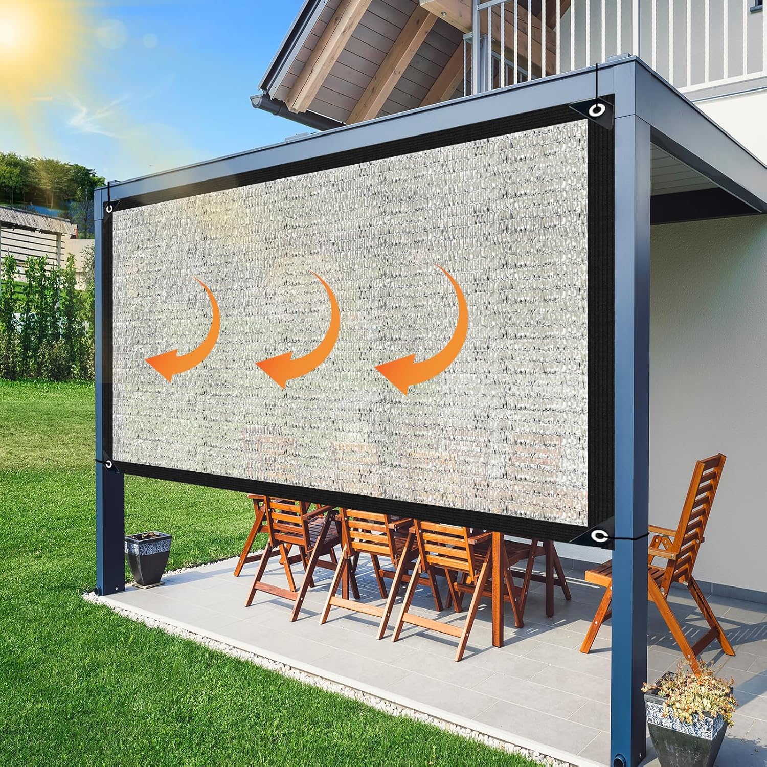 Rete Ombreggiante 4x6m con Occhielli, 80% - immagine 5