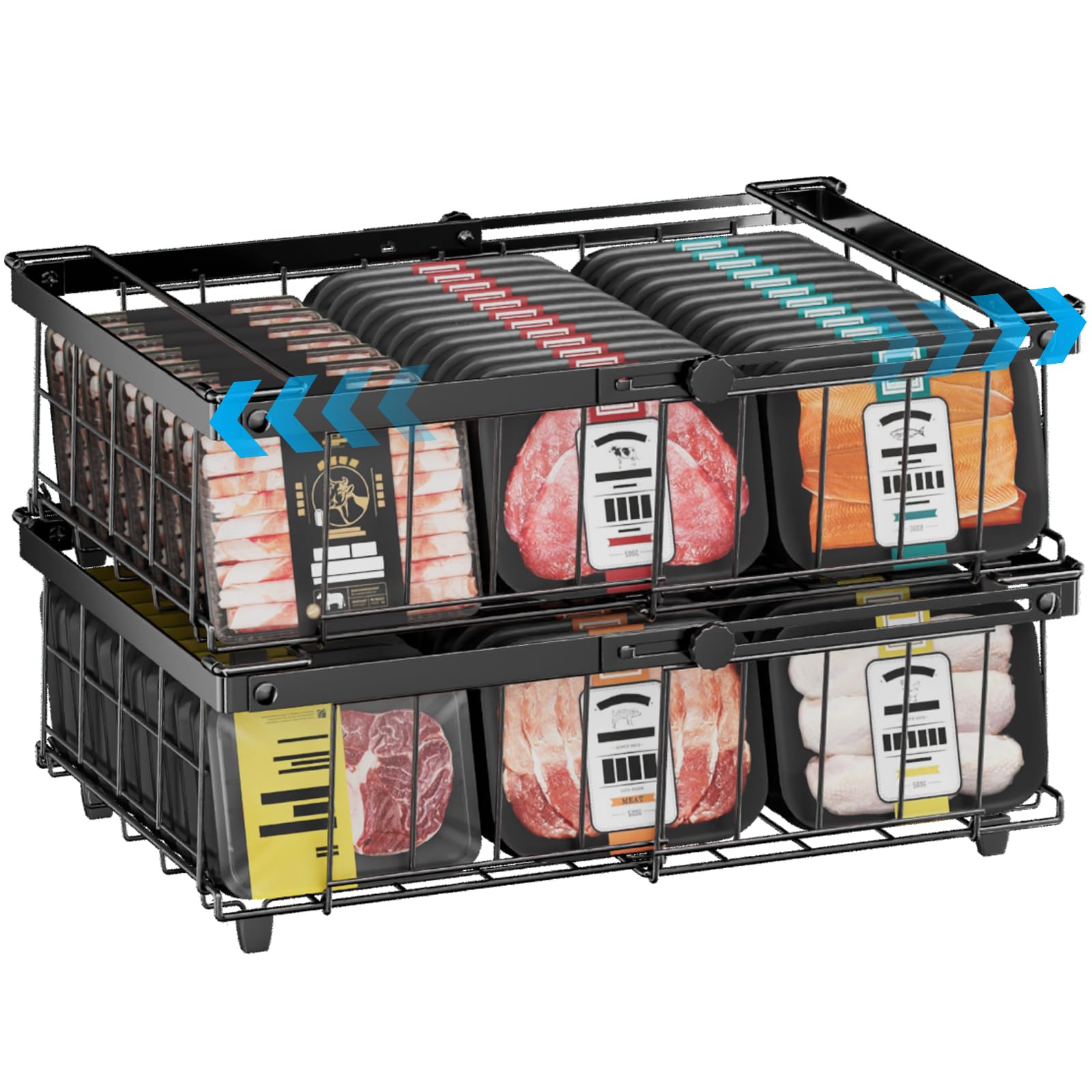 Doubfivsy Cestini per Congelatore Impilabili 2 Pezzi