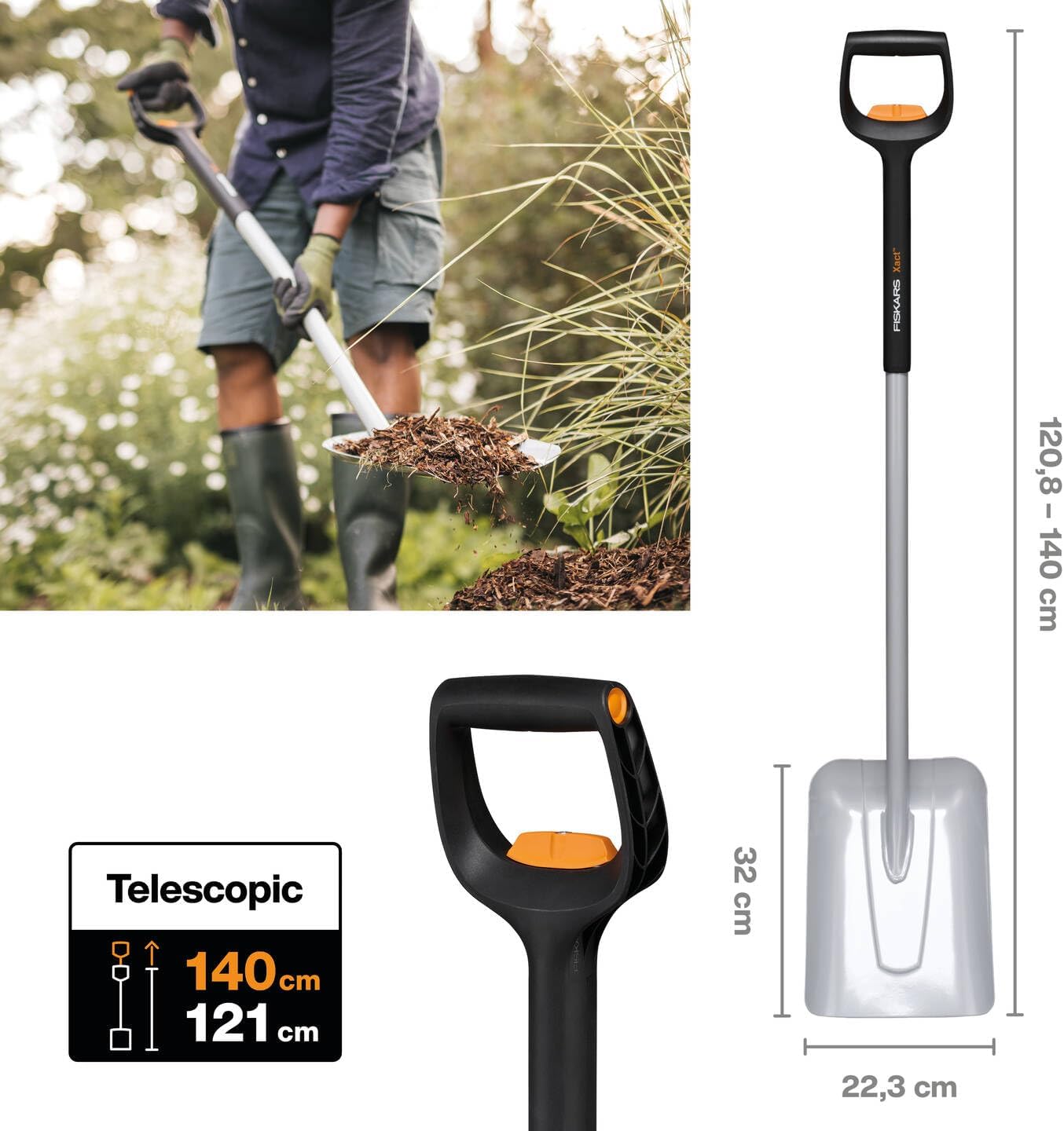 Fiskars Badile Telescopico Xact per Neve e Materiali - immagine 2