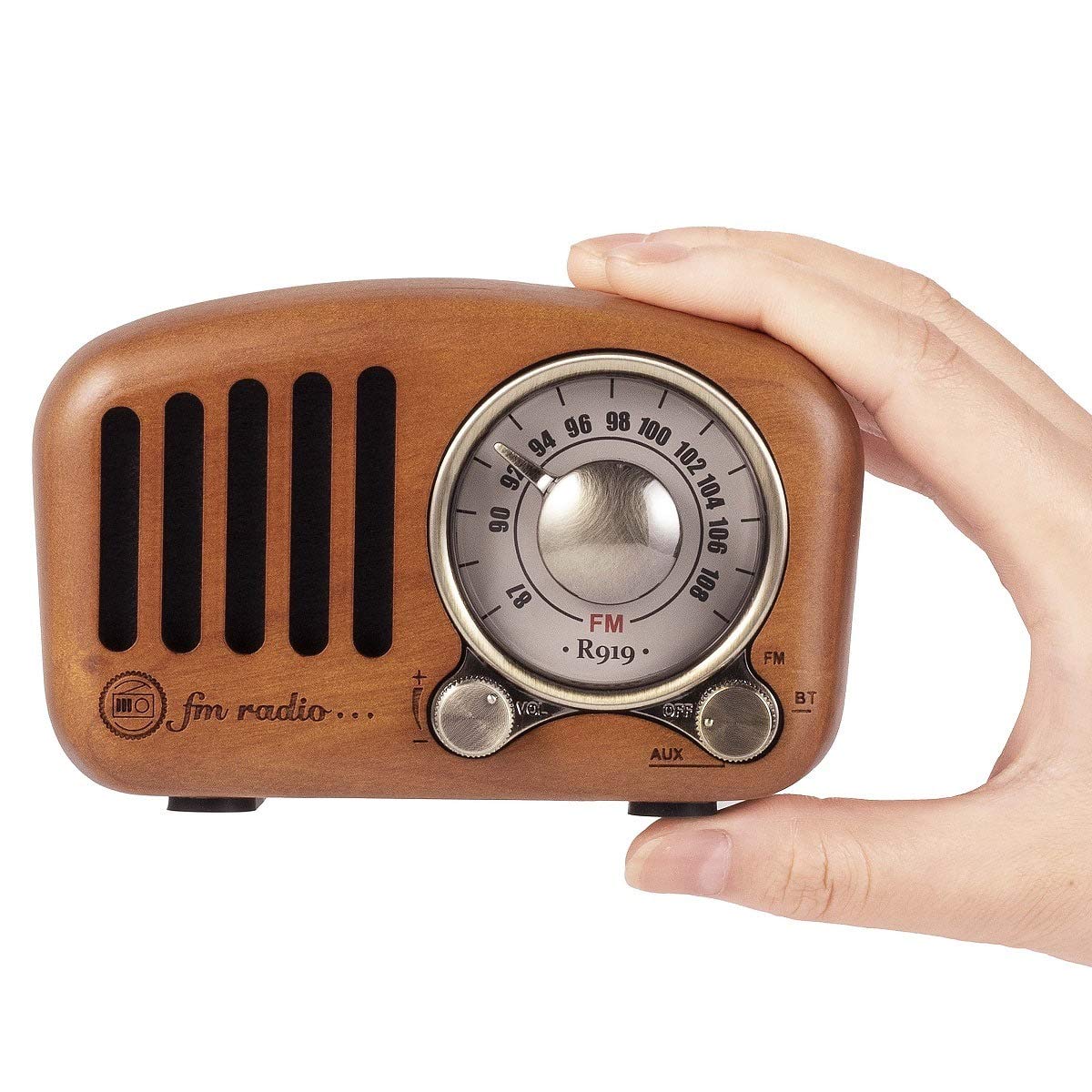 Prunus R-919 Radio Portatile FM Vintage Legno