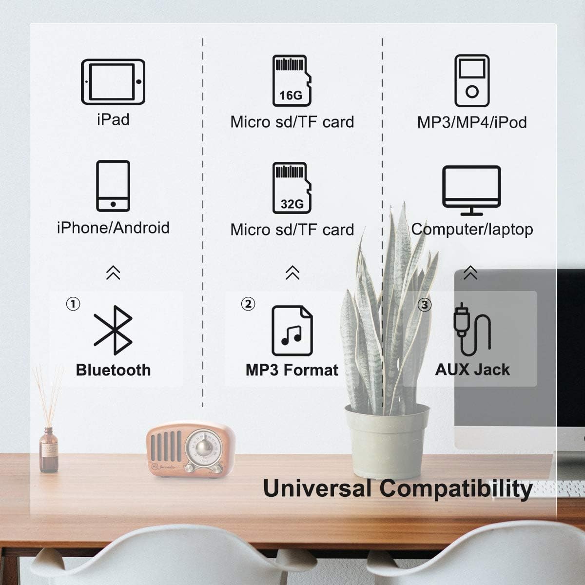 Prunus R-919 Radio Portatile FM Vintage Legno - immagine 6