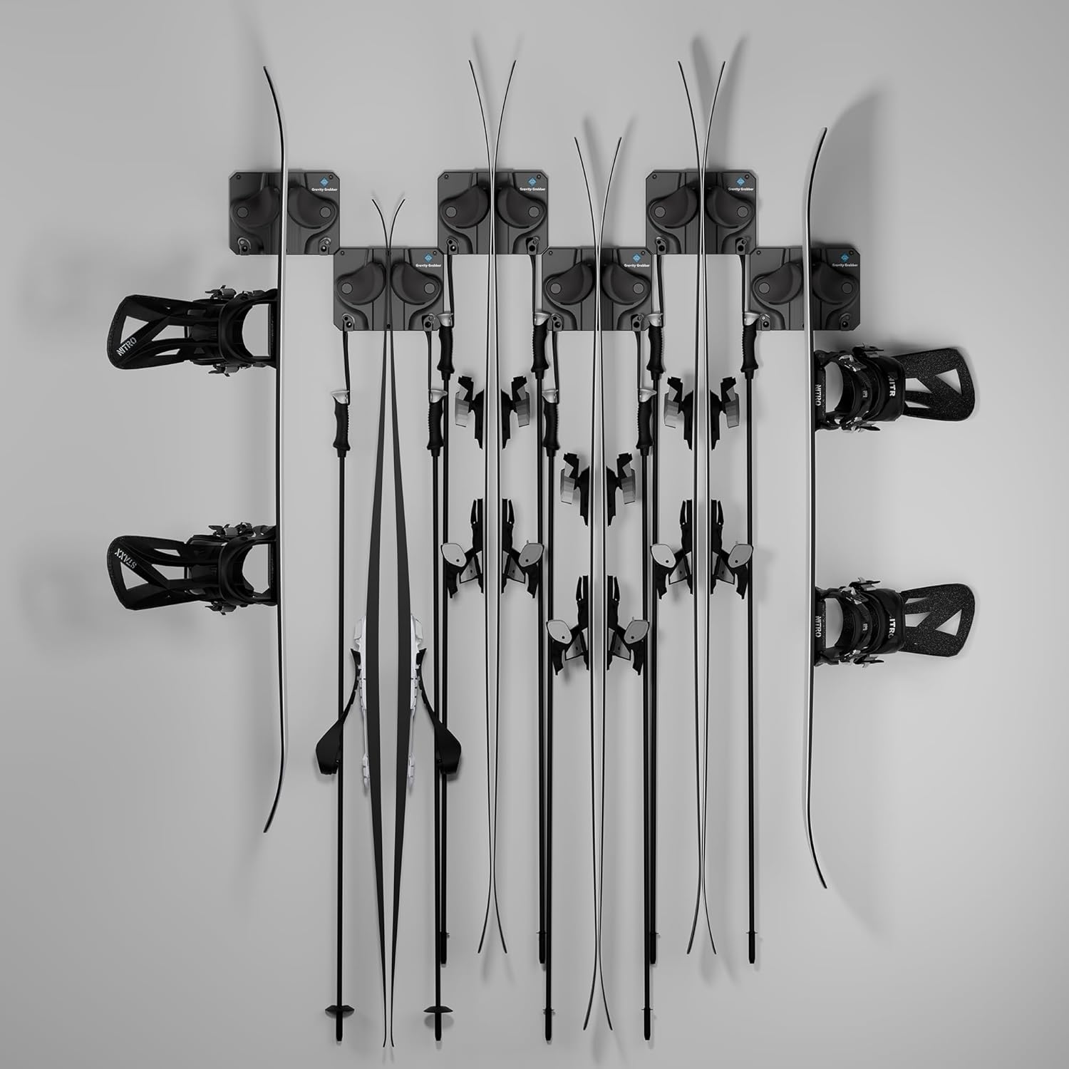 Gravity Grabber Ultimate Ski & Snowboard Wall Storage Rack - immagine 2