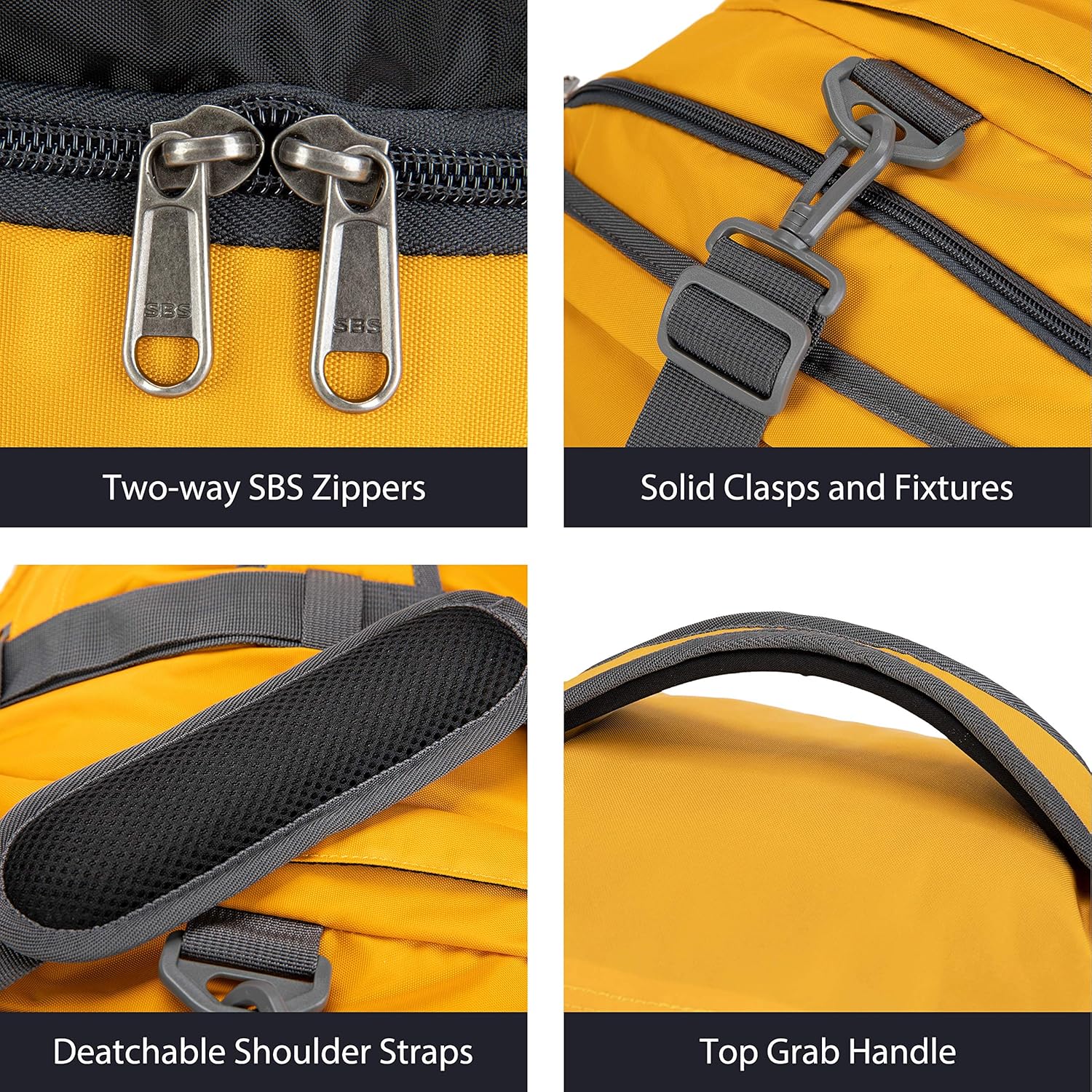 Ubon Borsone da Viaggio Grande 55L, Giallo - immagine 5