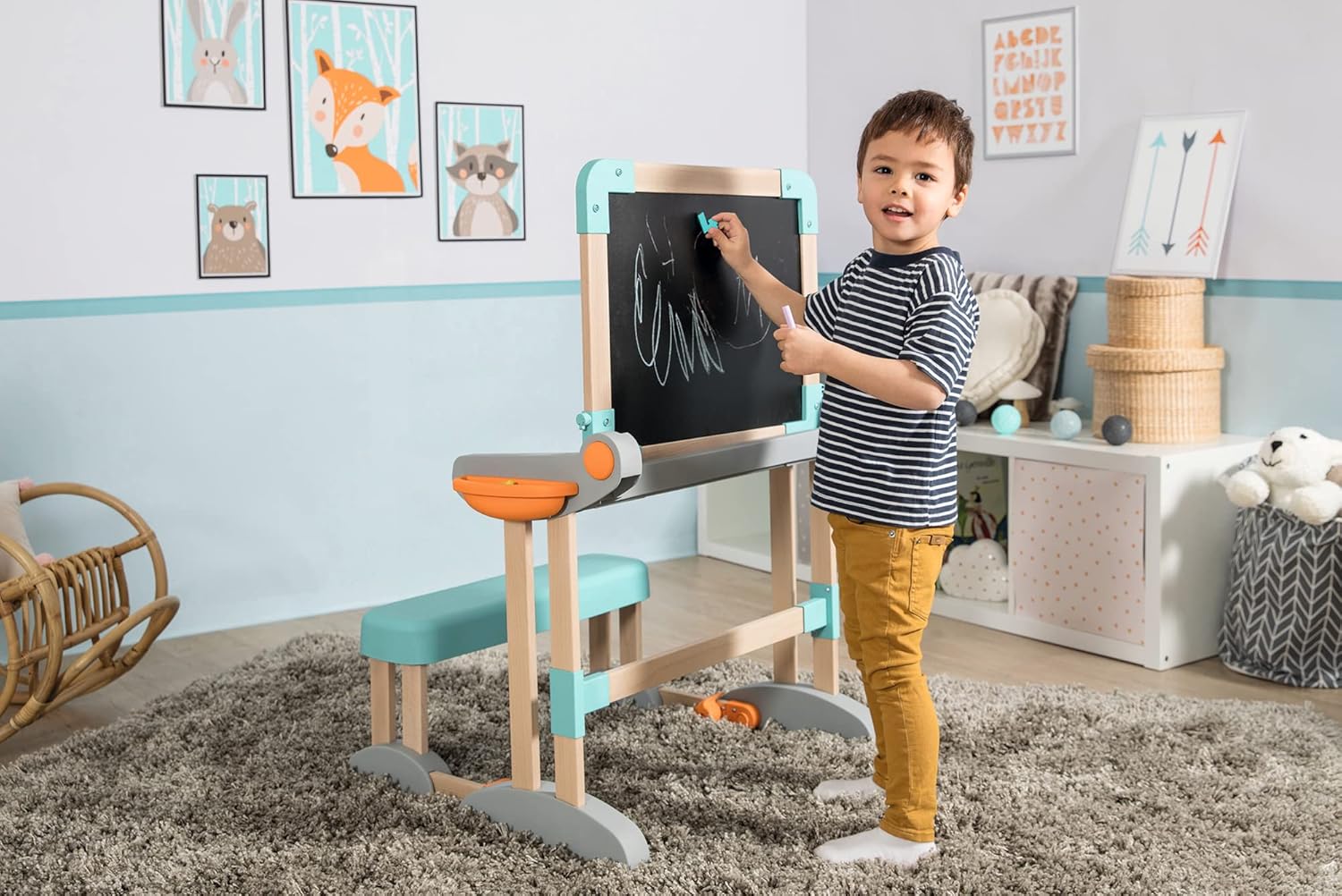 Smoby - Banco Scuola Modulo Space, 7600420301, + 3 Anni, in Legno, Pieghevole - immagine 8