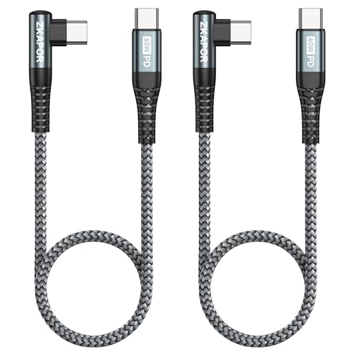 Zkapor Cavo USB C a USB C 90 Gradi 60W (2 Pezzi 30CM)