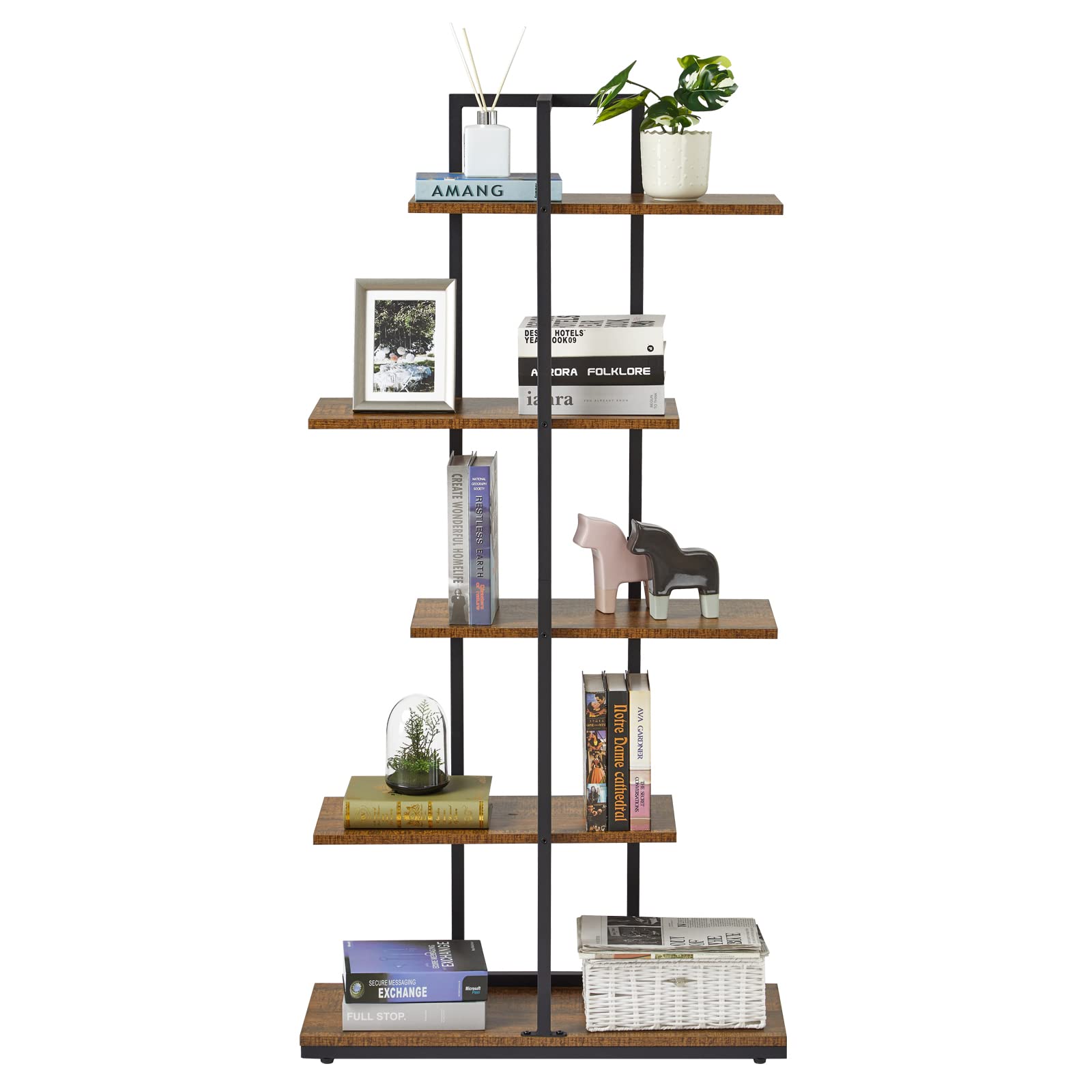 Mondeer Libreria Scaffale 5 Ripiani 74x28x144,5cm, Marrone