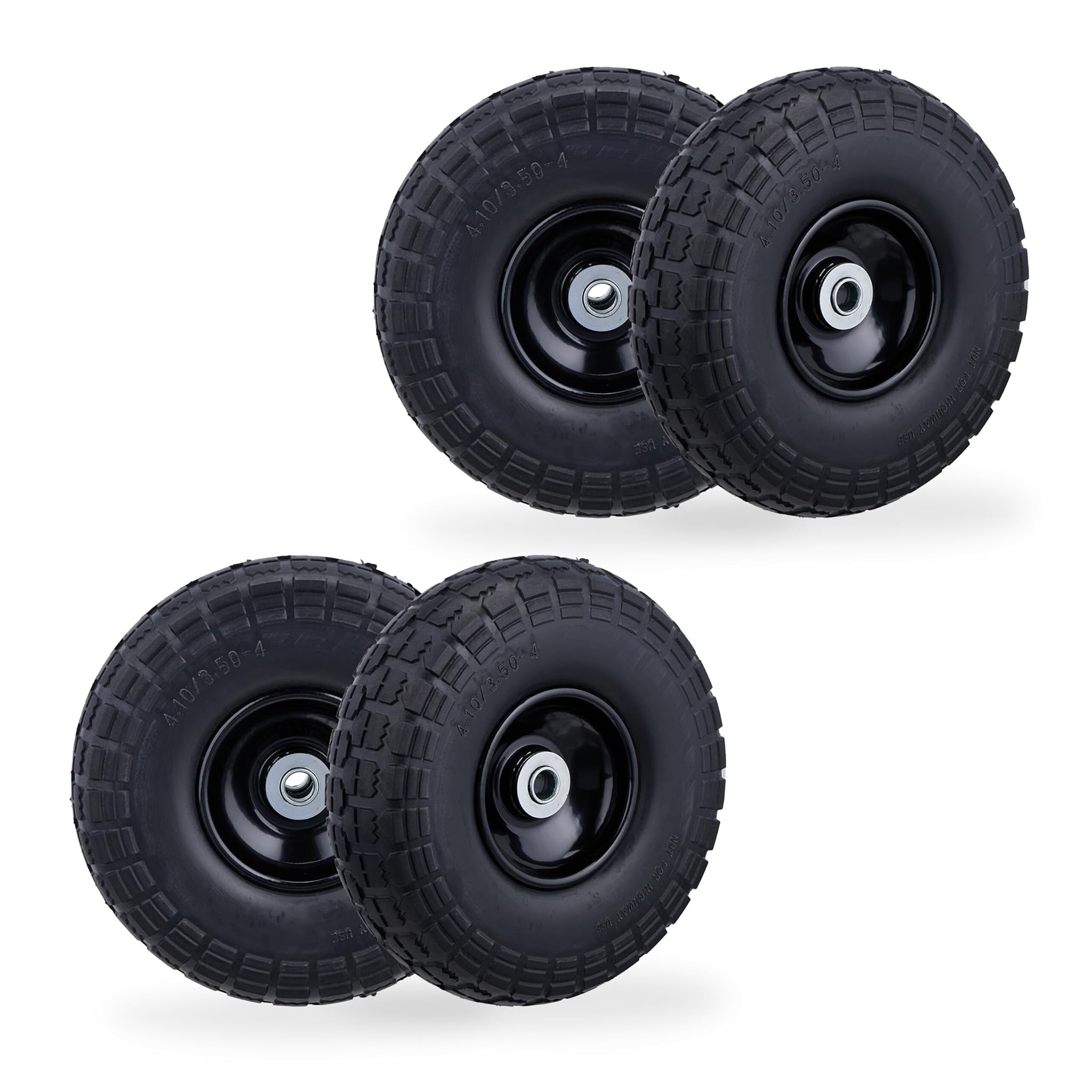 Relaxdays Ruota per Carriola 4.10/3.50-4" Set da 4