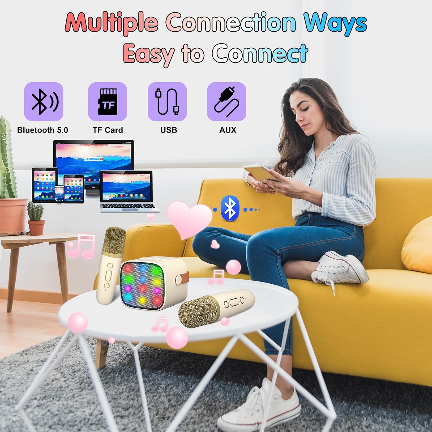 Bonaok Microfono Karaoke Bluetooth per Bambini e Adulti - immagine 3