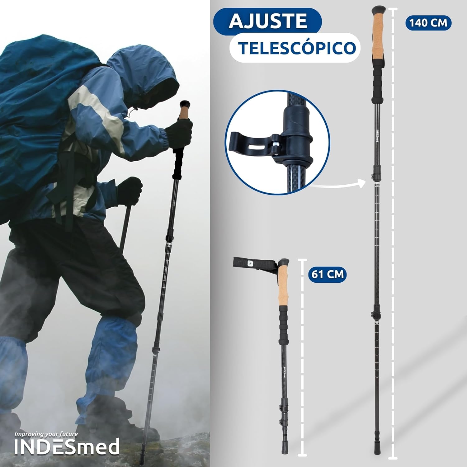 Indesmed Bastoni da Trekking 100% Fibra di Carbonio - immagine 5