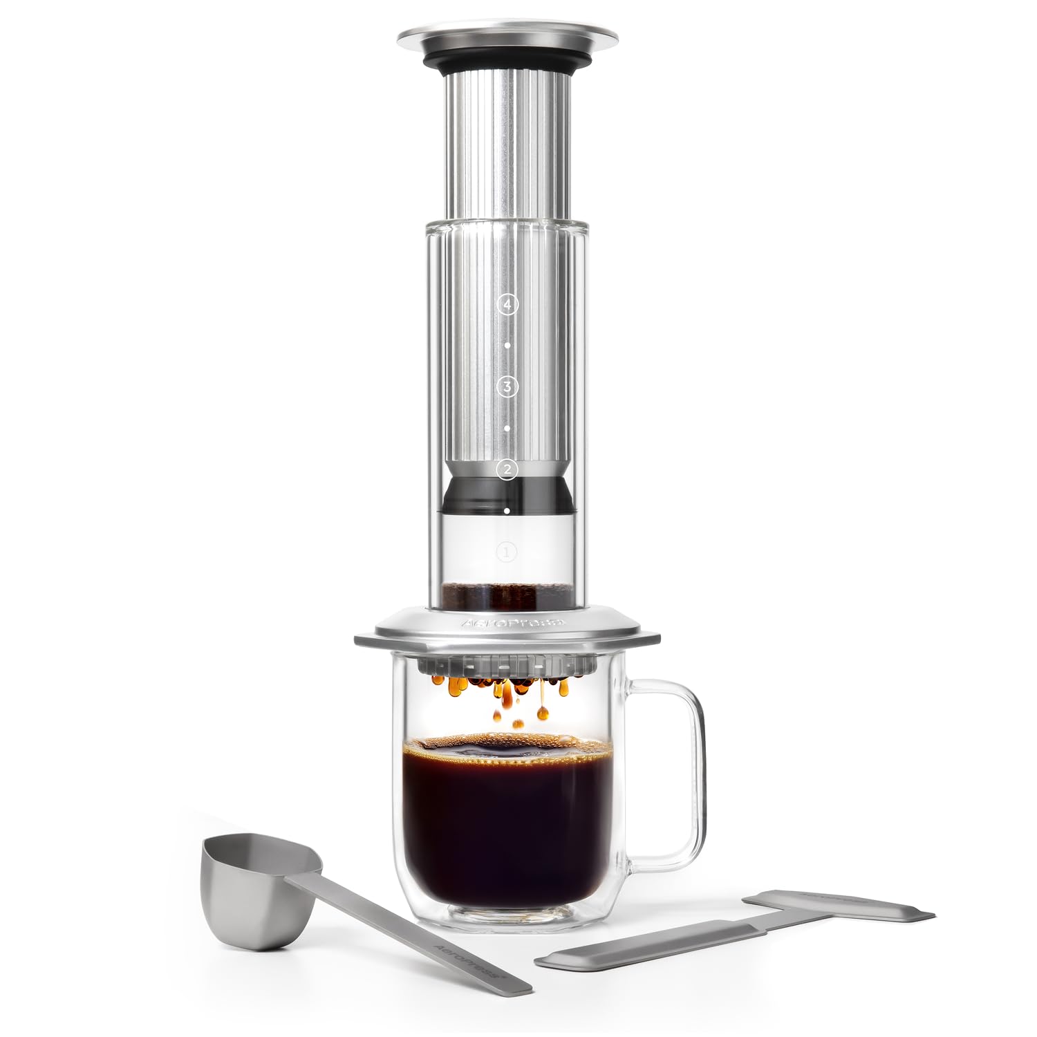 Aeropress Premium Coffee Press All-in-One, Argento