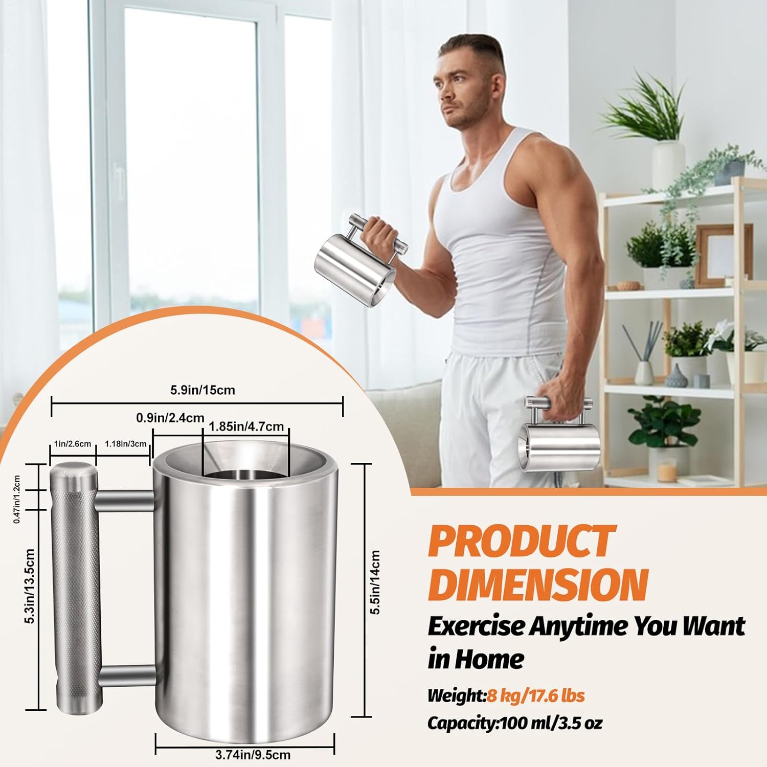 Ditosh Tazza Caffè Manubrio 8kg Acciaio Inox 100ml - immagine 2