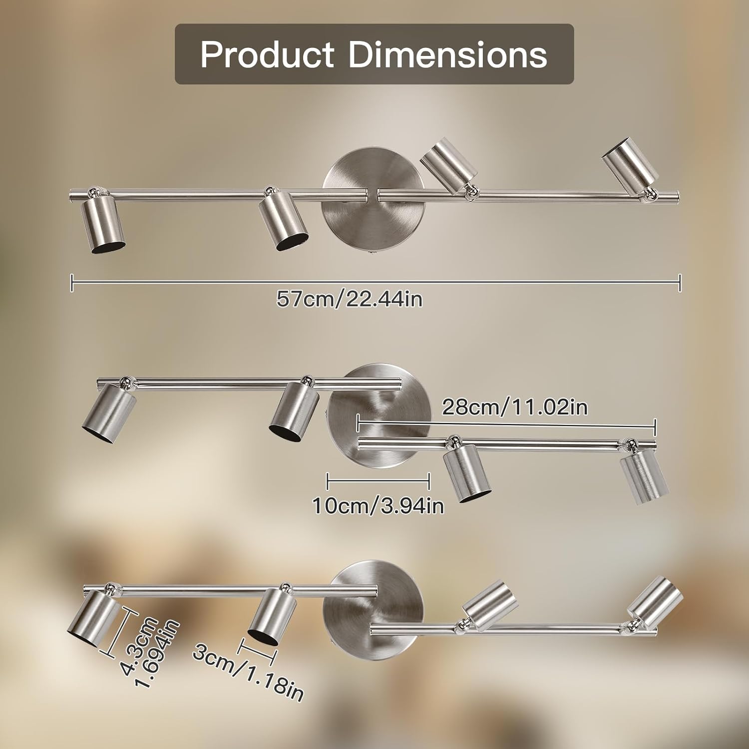 Binario Faretti Soffitto Orientabile GU10 4 Luci - immagine 5