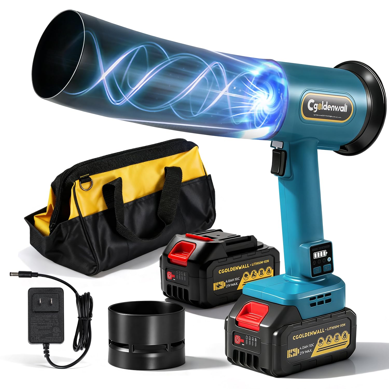 Cgoldenwall Soffiatore a Batteria 21V con 2 Batterie 4.0 Ah