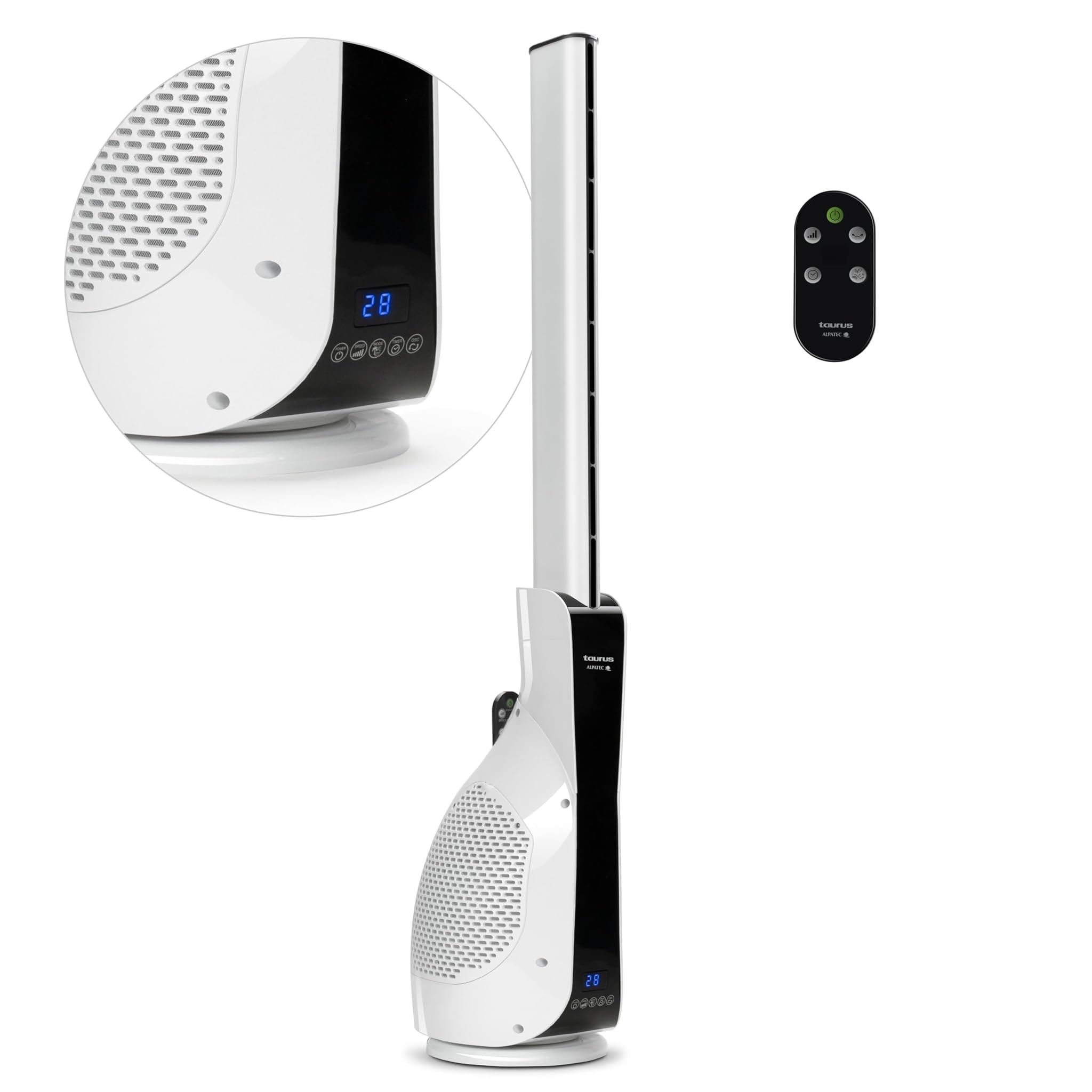 Taurus, Babel Invisible, Ventilatore a torre, reversibile, Bianco e nero