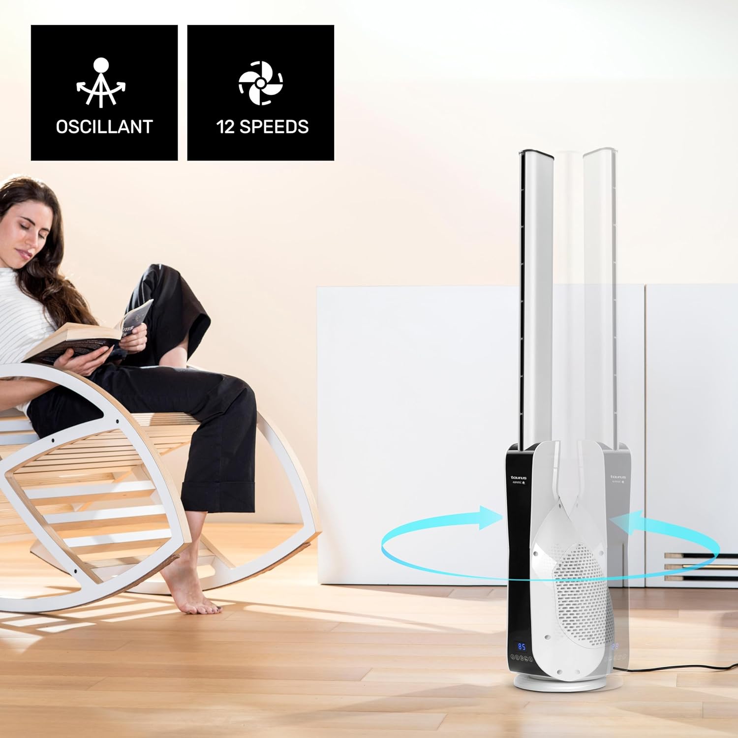 Taurus, Babel Invisible, Ventilatore a torre, reversibile, Bianco e nero - immagine 4