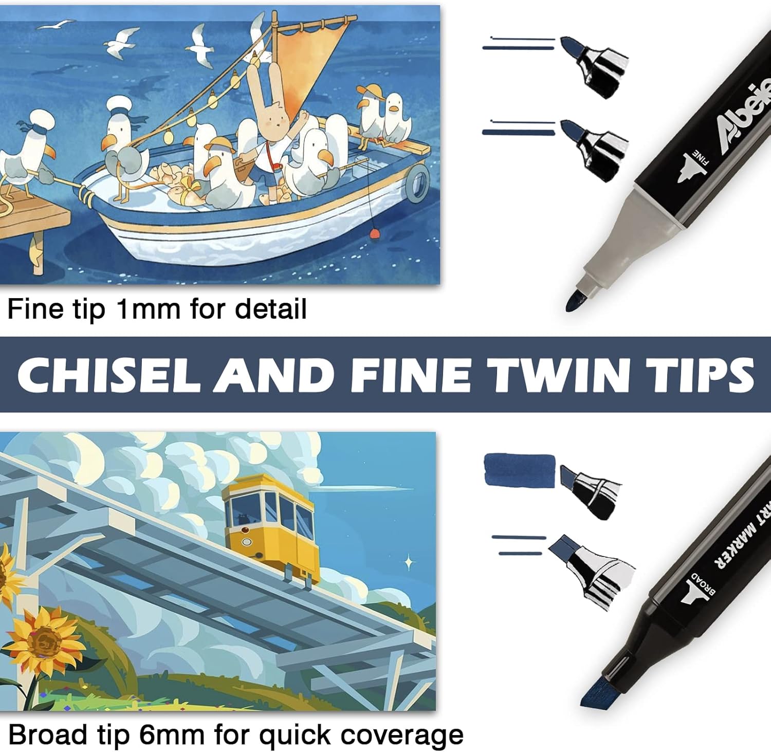 Pennarelli Punta Marcatori Doppia Punta 168 Colori - immagine 3