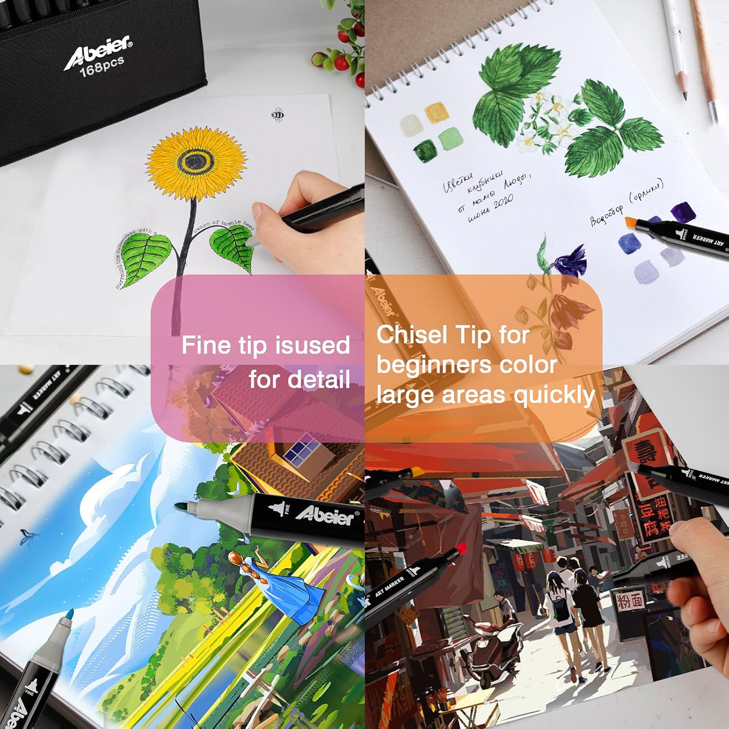 Pennarelli Punta Marcatori Doppia Punta 168 Colori - immagine 6