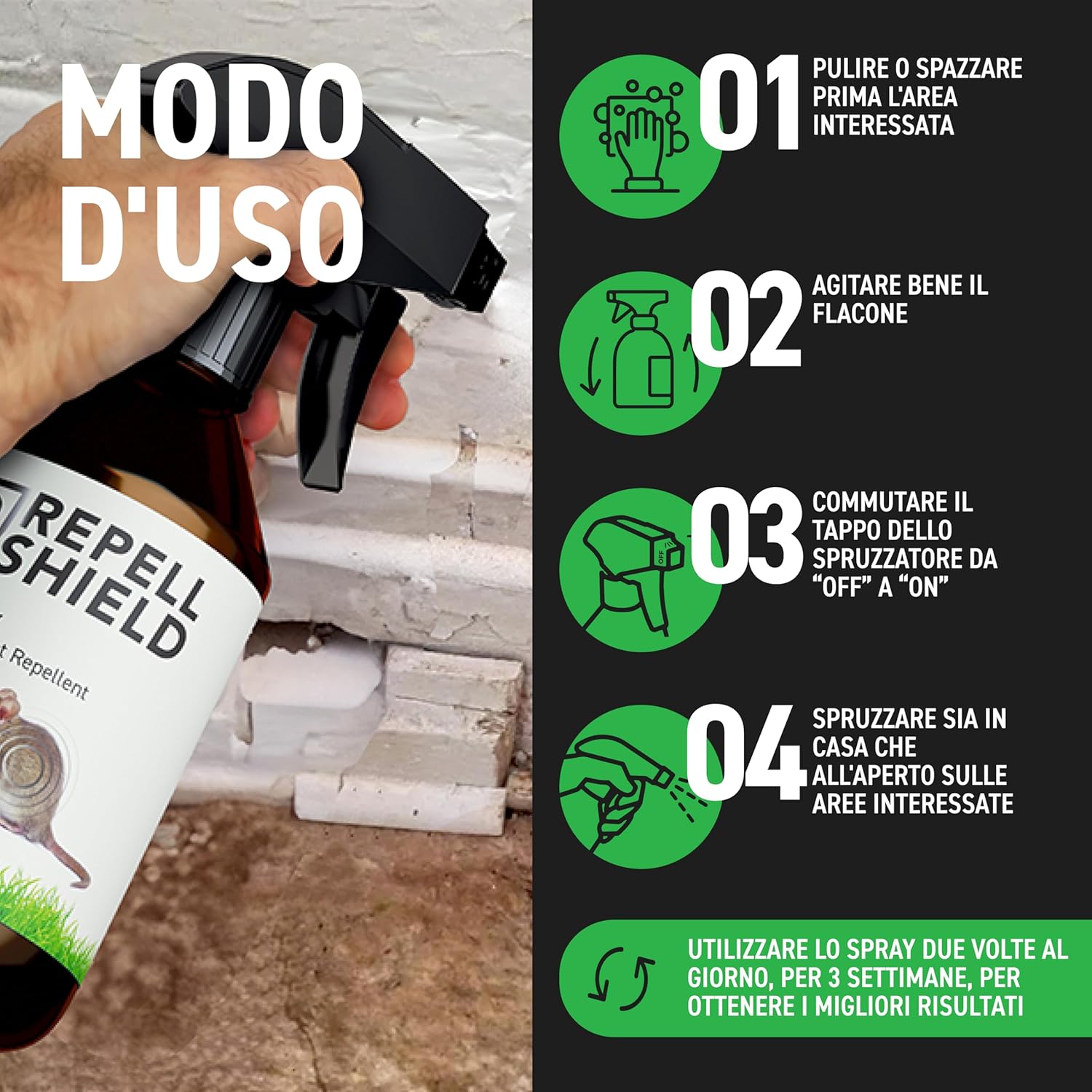 Repellshield Spray Repellente Topi Naturale 500ml - immagine 7