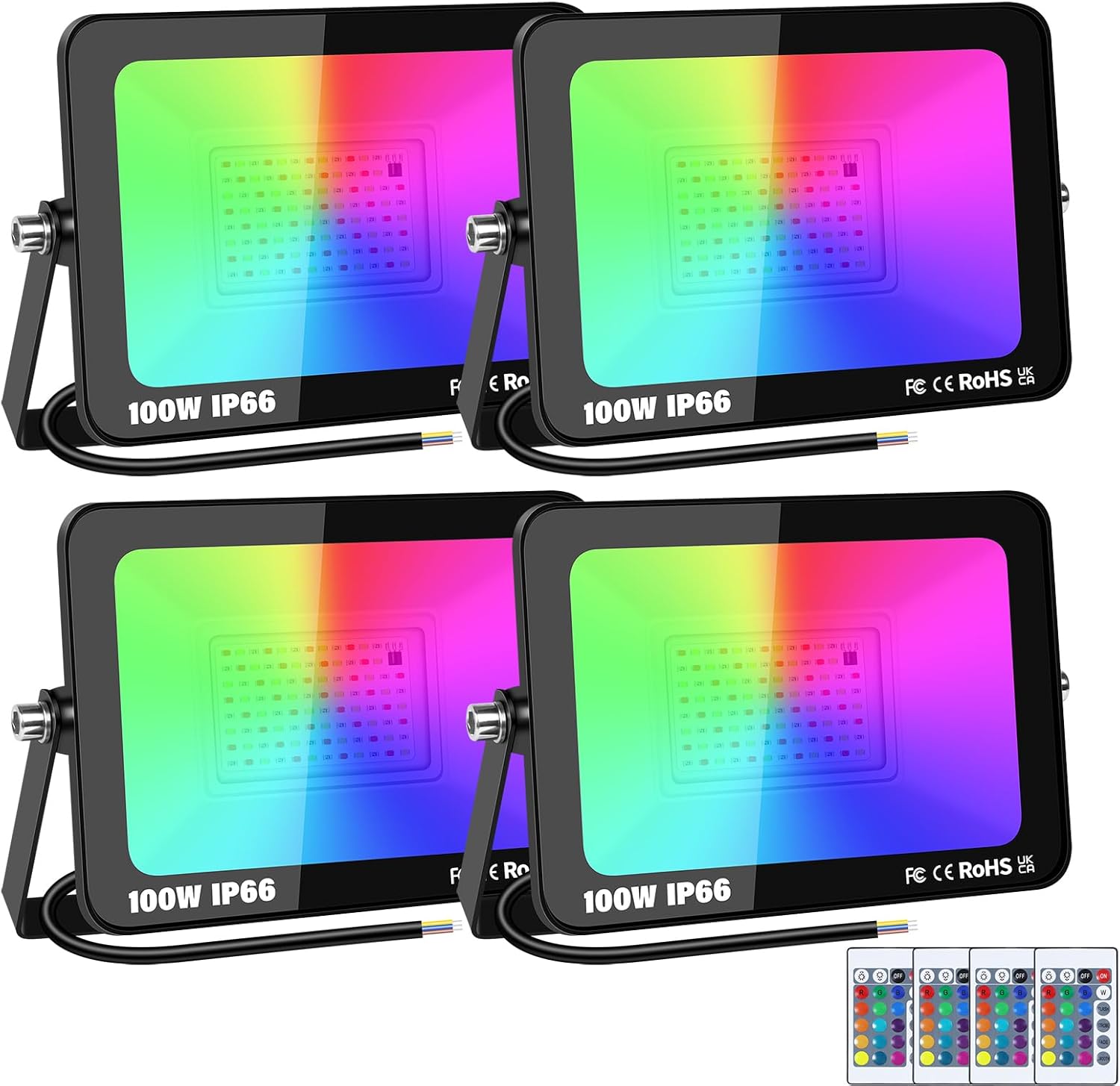 RIGIDON 4x Faretto LED RGB 100W con Telecomando - immagine 1