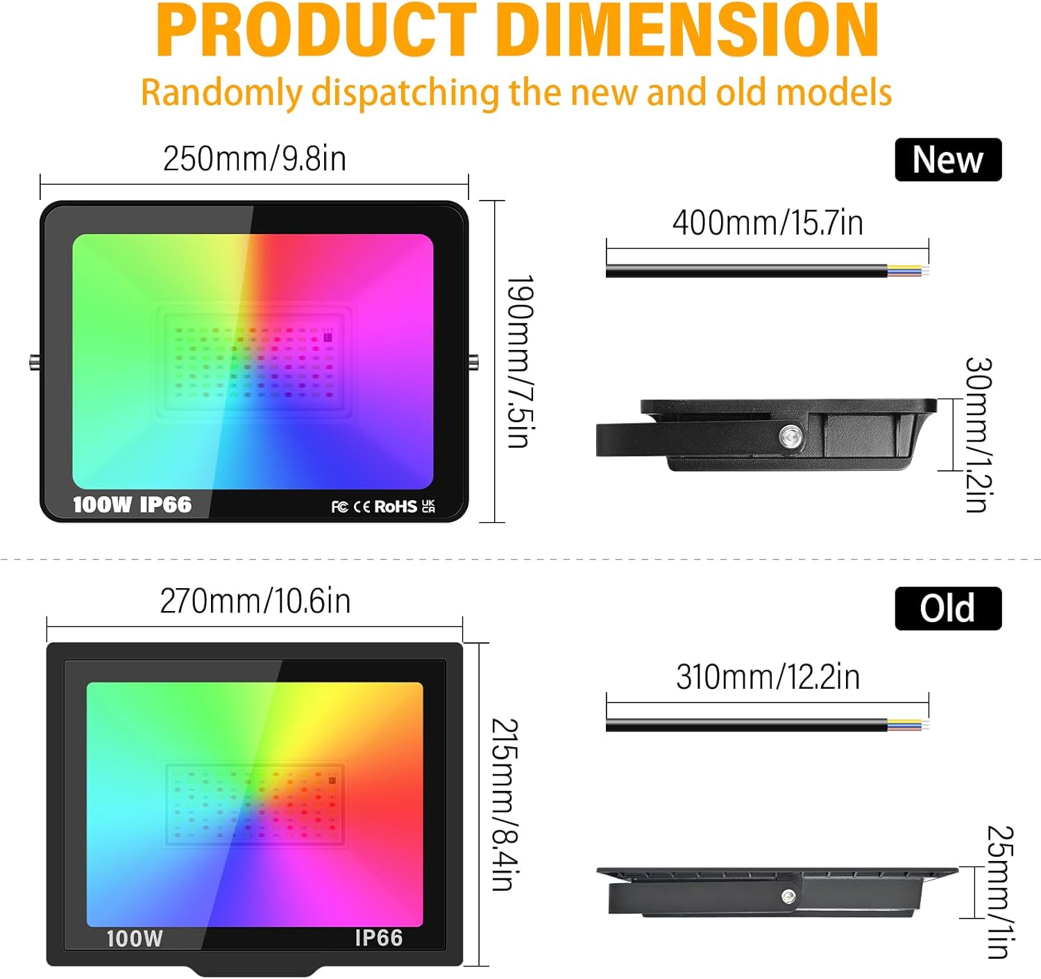 RIGIDON 4x Faretto LED RGB 100W con Telecomando - immagine 3