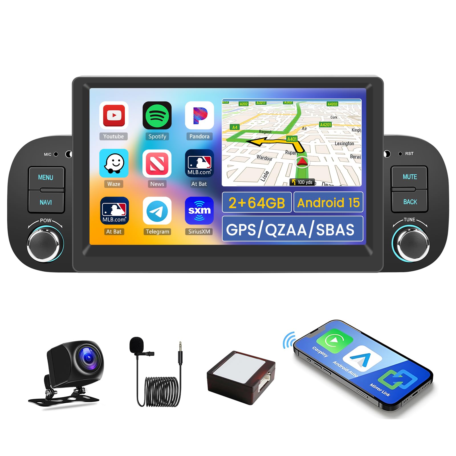 Hikity Android 15 Autoradio 9" per Fiat Panda 2003-2012
