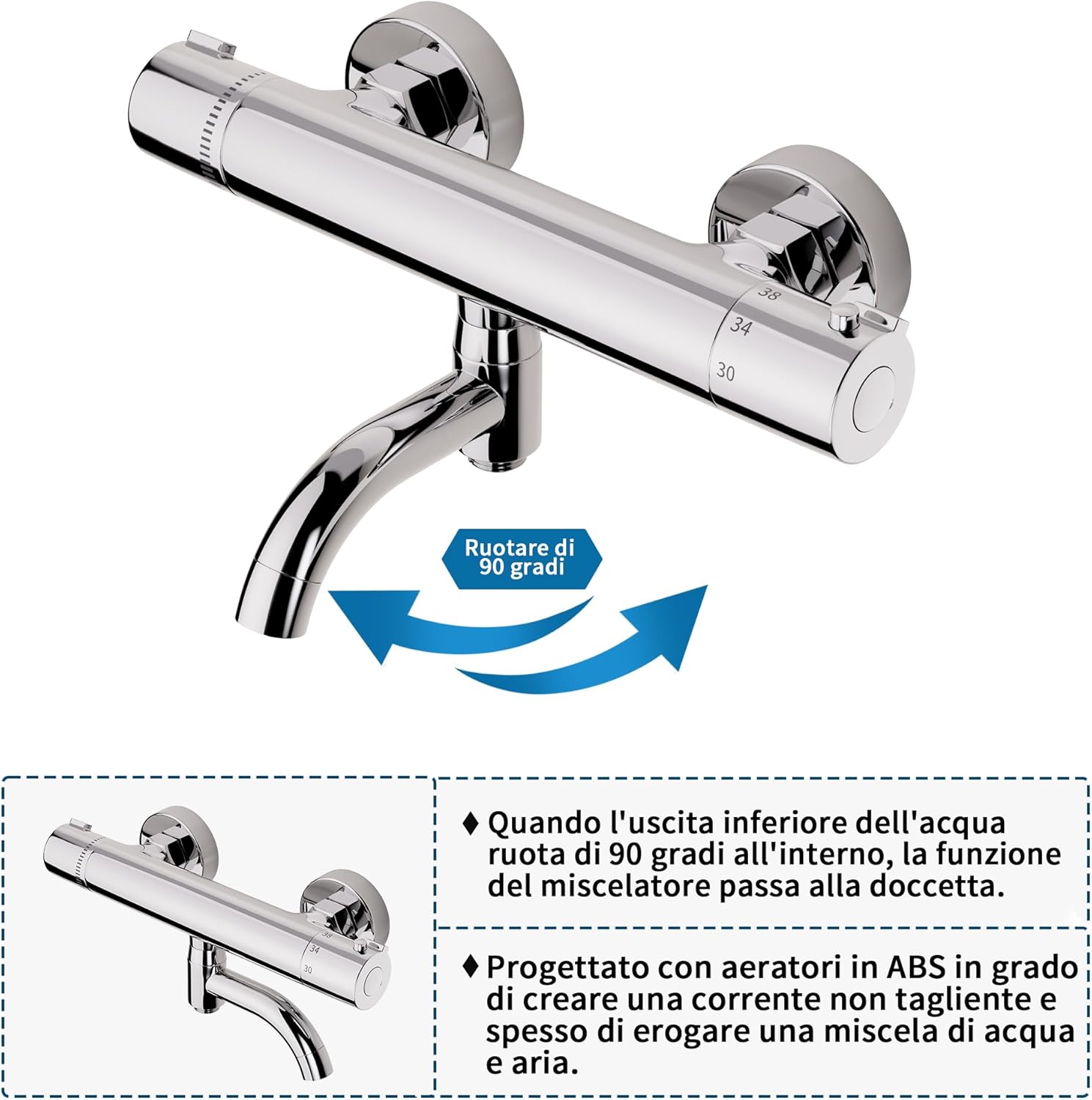 Morado Miscelatore Doccia Termostatico Cromato - immagine 3