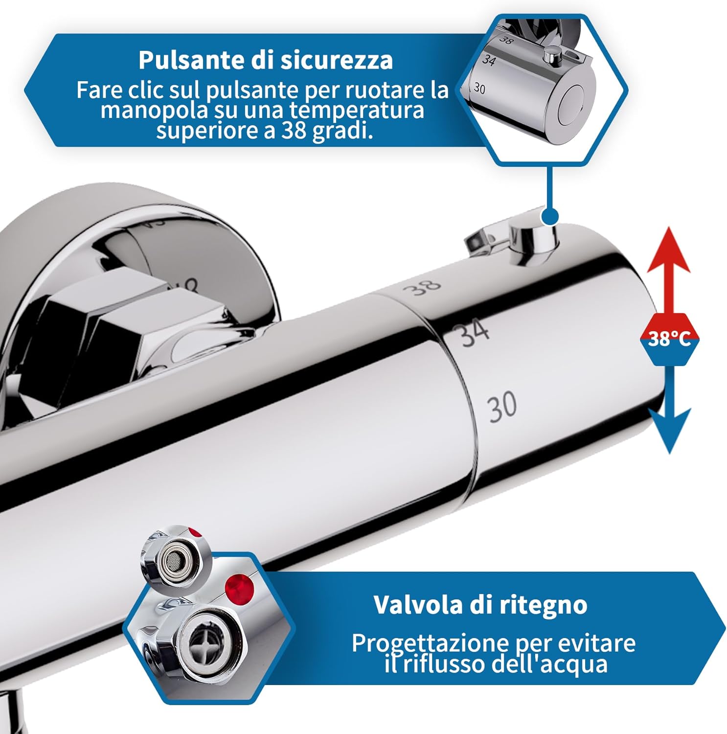 Morado Miscelatore Doccia Termostatico Cromato - immagine 4