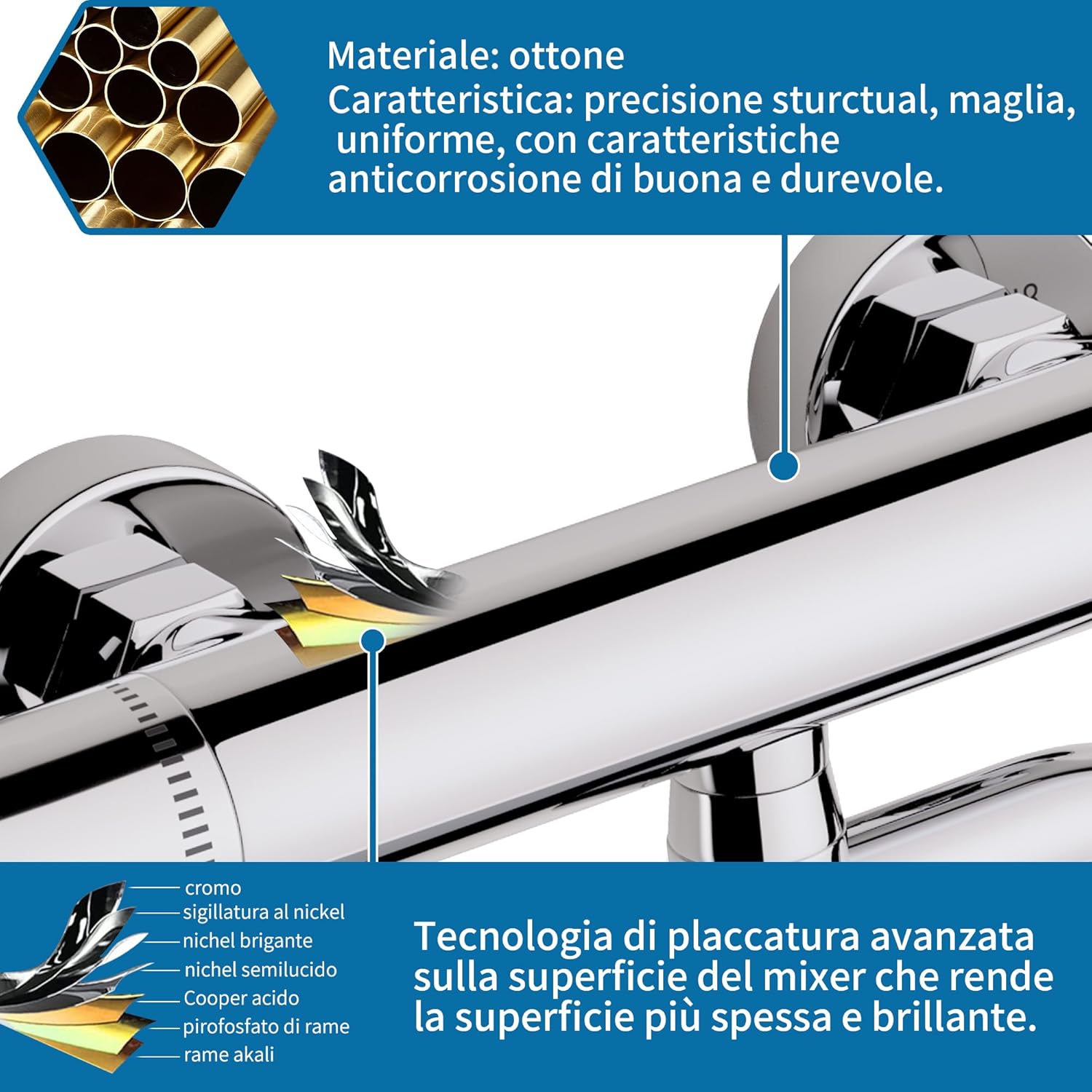 Morado Miscelatore Doccia Termostatico Cromato - immagine 5