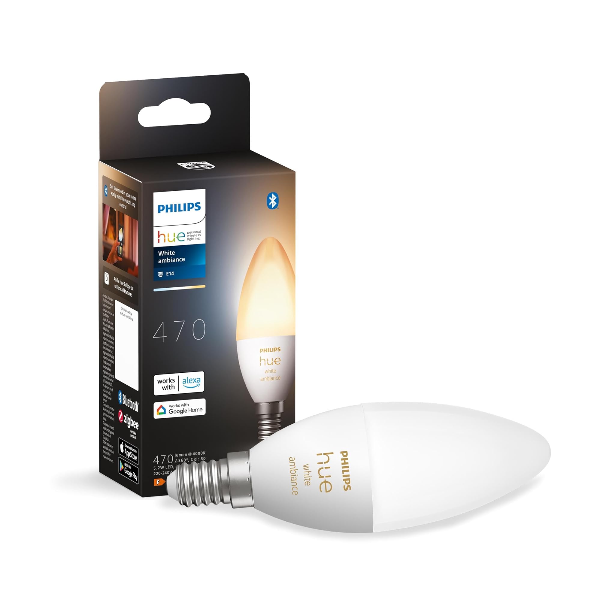 Philips Hue White Ambiance Lampadina Smart E14 5.2W