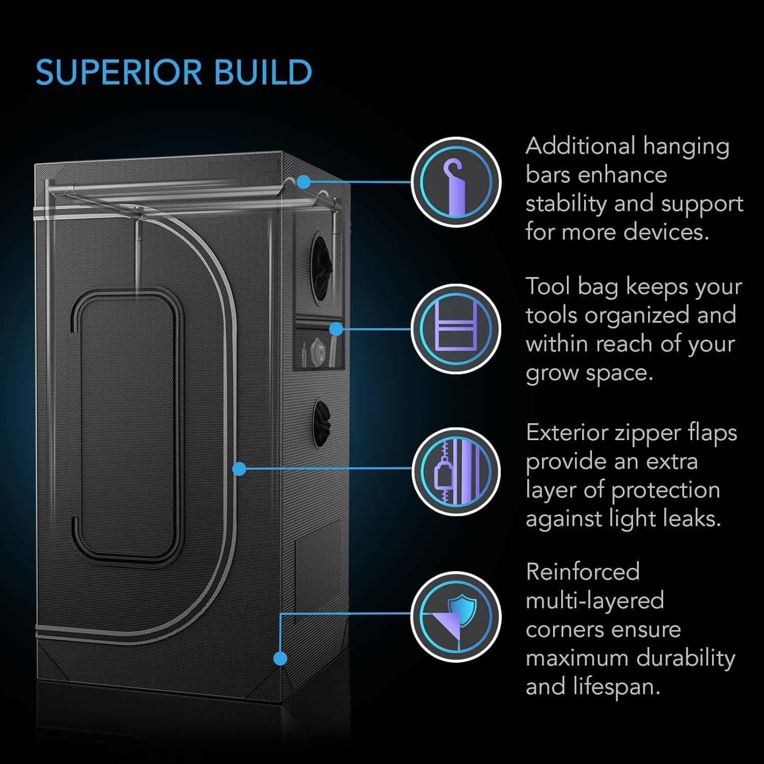 Ac Infinity CLOUDLAB 722 - Tenda da Coltivazione Advance 2x2 - immagine 5