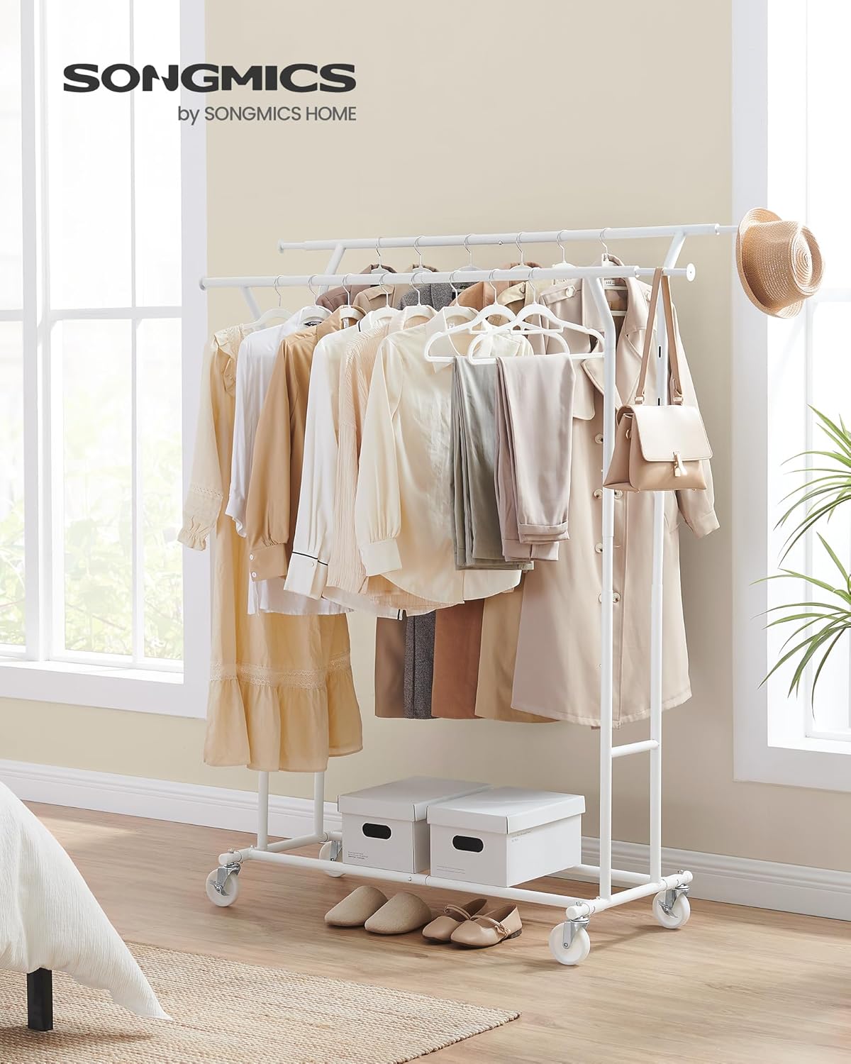 Songmics Stand Appendiabiti Estensibile con 4 Ruote - immagine 2