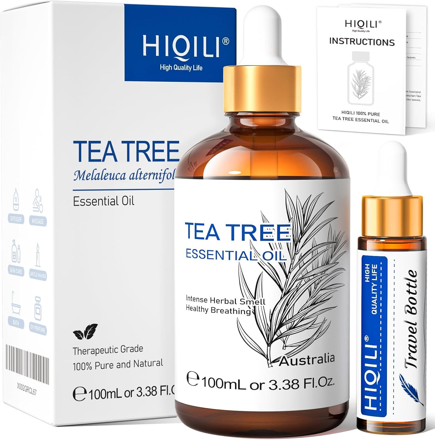 Hiqili Olio Essenziale Tea Tree 100ML - 100% Naturale - immagine 1